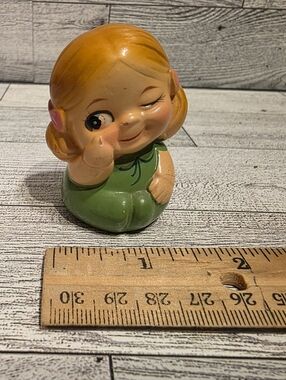 Vintage Kewpie Doll Figurine in Green Dress Sharpener